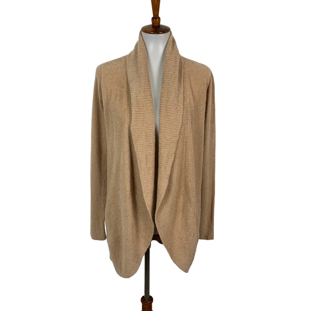 Barefoot Dreams Open Front Cardigan Sweater in Camel